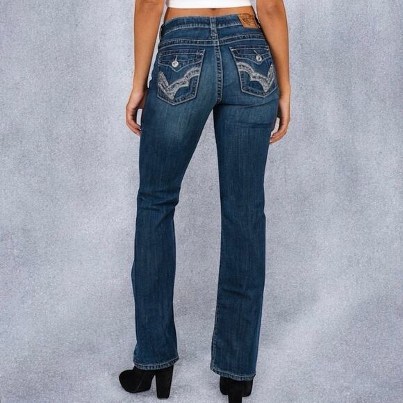 Vintage Y2K Big Star Remy Low Rise Boot Flap Pocket Dark Wash Jeans 27L - Picture 1 of 7